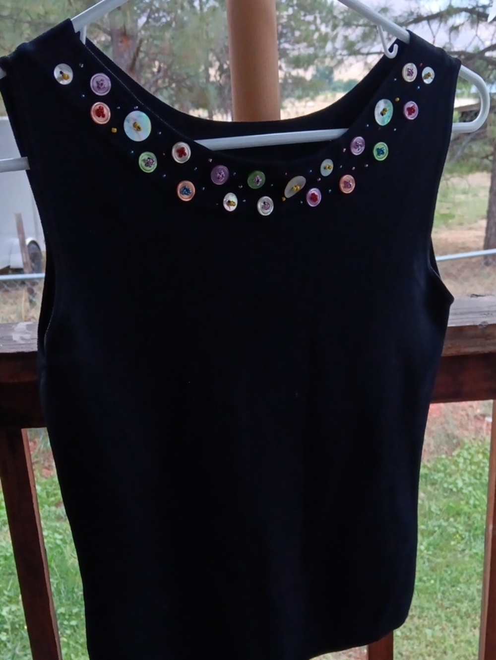 Joseph A Black Sleeveless Tank with Colorful Stud Embellishments